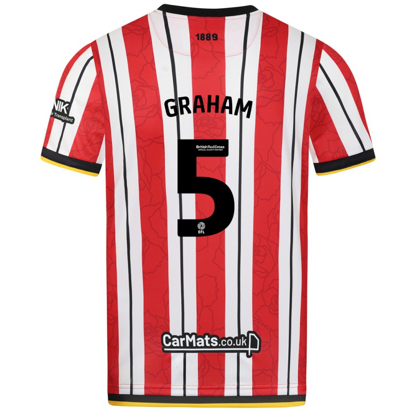 Niño Camiseta Molly Graham #5 Rojo Blanco Rayas 1ª Equipación 2024/25 La Camisa Perú