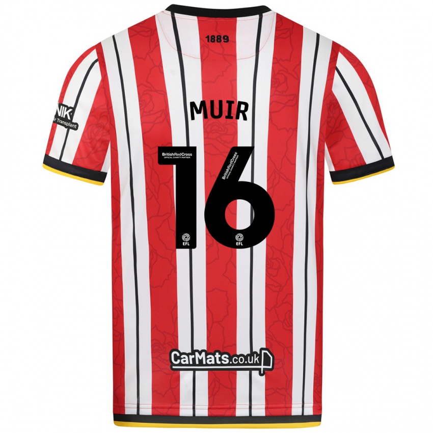 Niño Camiseta Chene Muir #16 Rojo Blanco Rayas 1ª Equipación 2024/25 La Camisa Perú