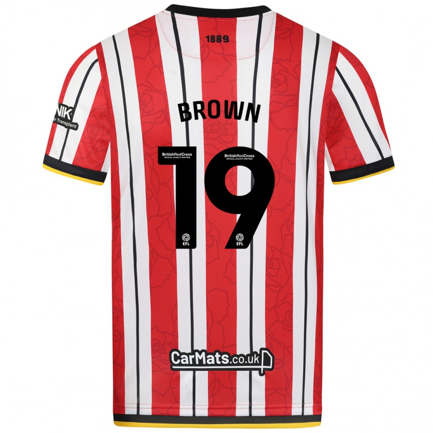 Niño Camiseta Alanta Brown #19 Rojo Blanco Rayas 1ª Equipación 2024/25 La Camisa Perú