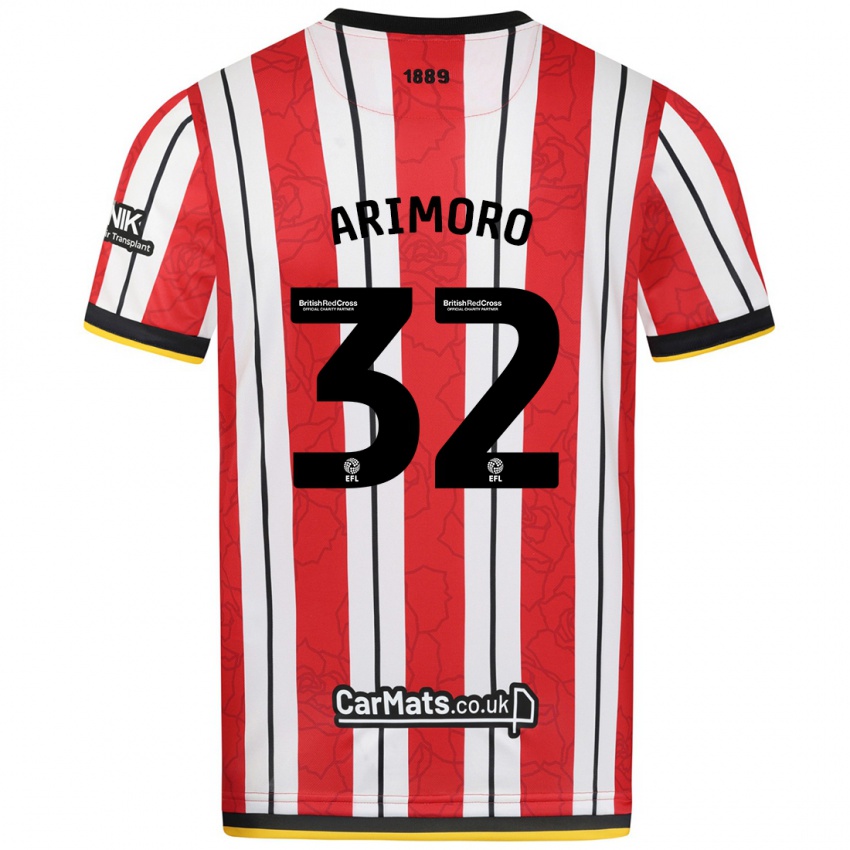 Niño Camiseta Juliet Khinde Adebowale-Arimoro #32 Rojo Blanco Rayas 1ª Equipación 2024/25 La Camisa Perú