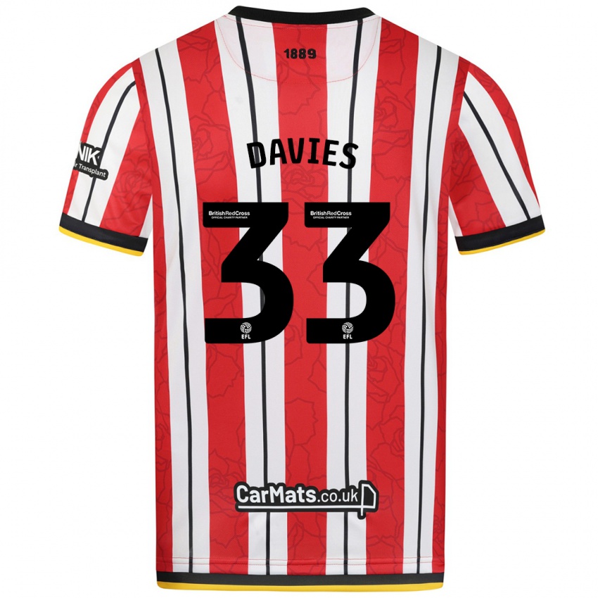 Niño Camiseta Bethan Davies #33 Rojo Blanco Rayas 1ª Equipación 2024/25 La Camisa Perú