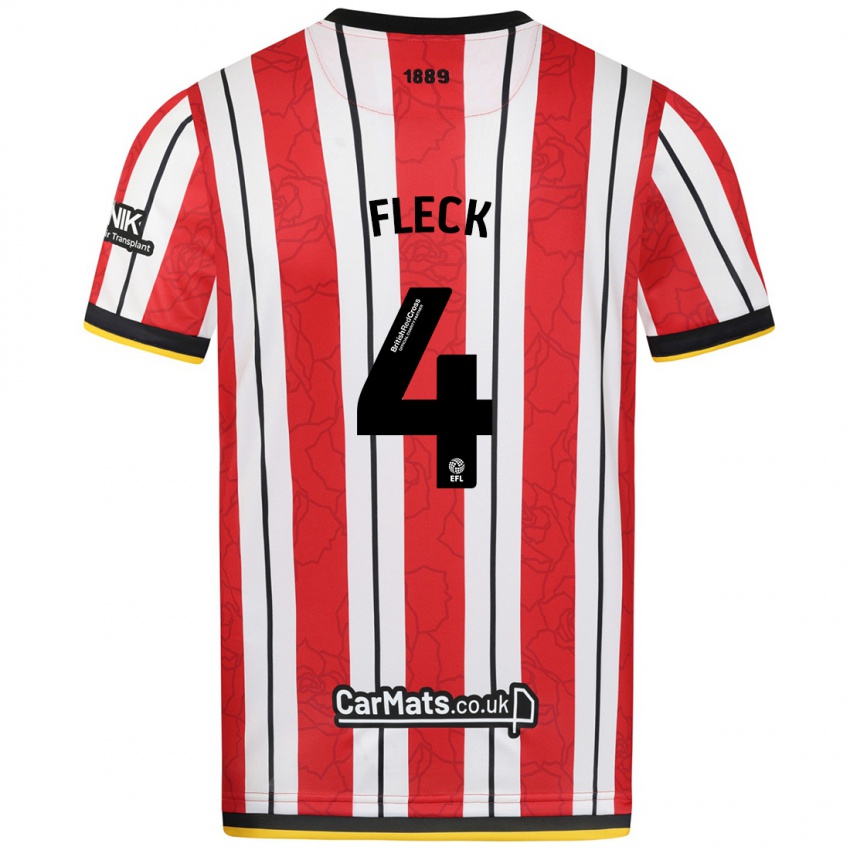 Niño Camiseta John Fleck #4 Rojo Blanco Rayas 1ª Equipación 2024/25 La Camisa Perú