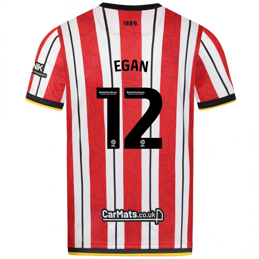 Niño Camiseta John Egan #12 Rojo Blanco Rayas 1ª Equipación 2024/25 La Camisa Perú