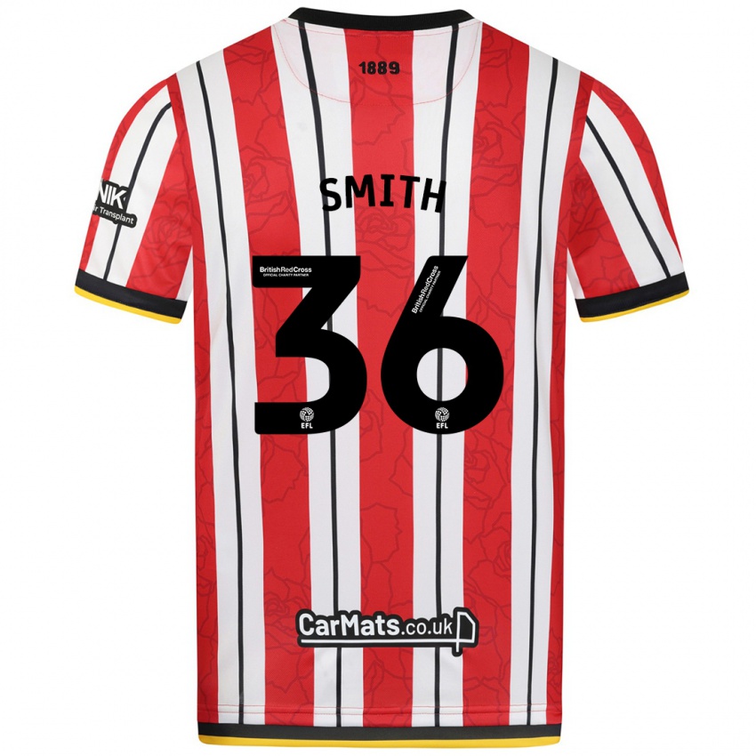 Niño Camiseta Joshua Smith #36 Rojo Blanco Rayas 1ª Equipación 2024/25 La Camisa Perú