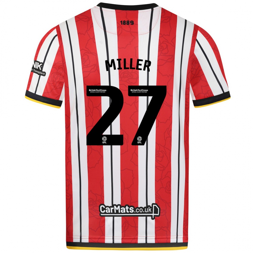 Niño Camiseta Lara Miller #27 Rojo Blanco Rayas 1ª Equipación 2024/25 La Camisa Perú