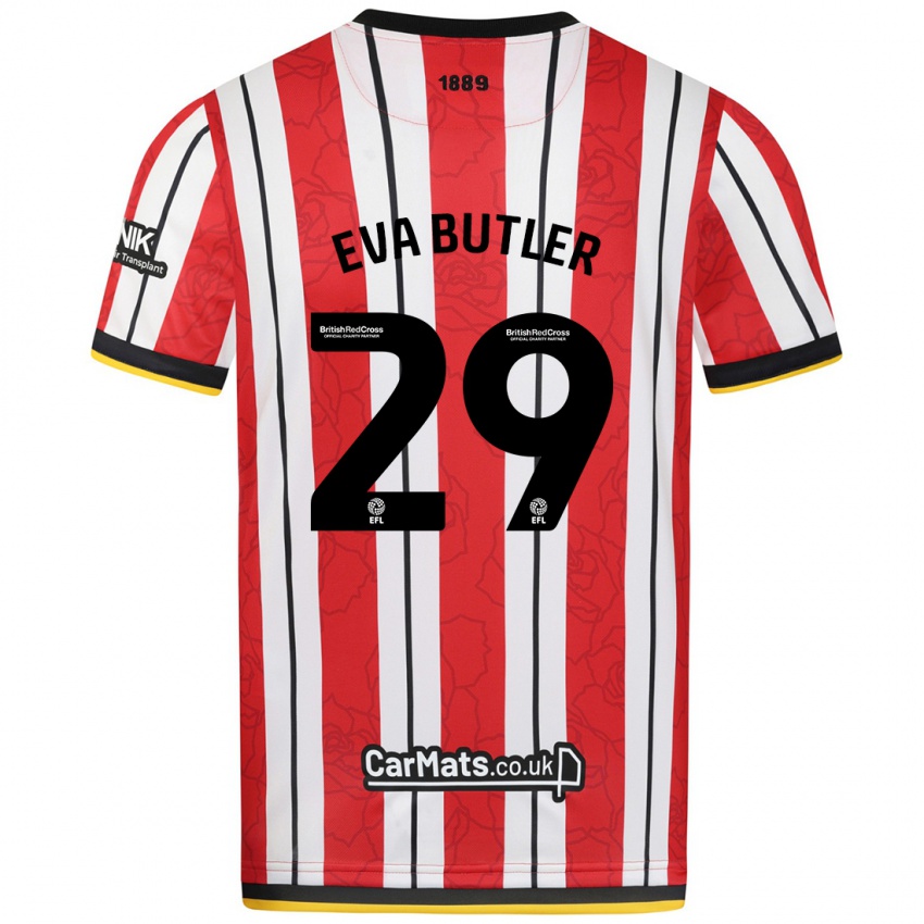 Niño Camiseta Eva Butler #29 Rojo Blanco Rayas 1ª Equipación 2024/25 La Camisa Perú