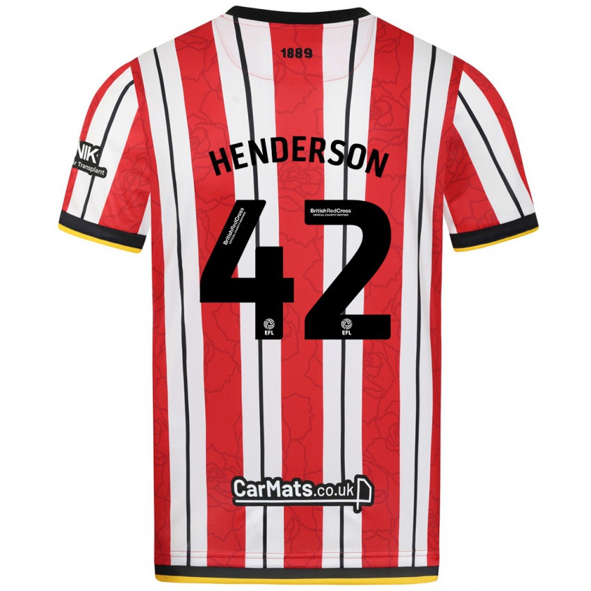 Niño Camiseta Peyton Henderson #42 Rojo Blanco Rayas 1ª Equipación 2024/25 La Camisa Perú