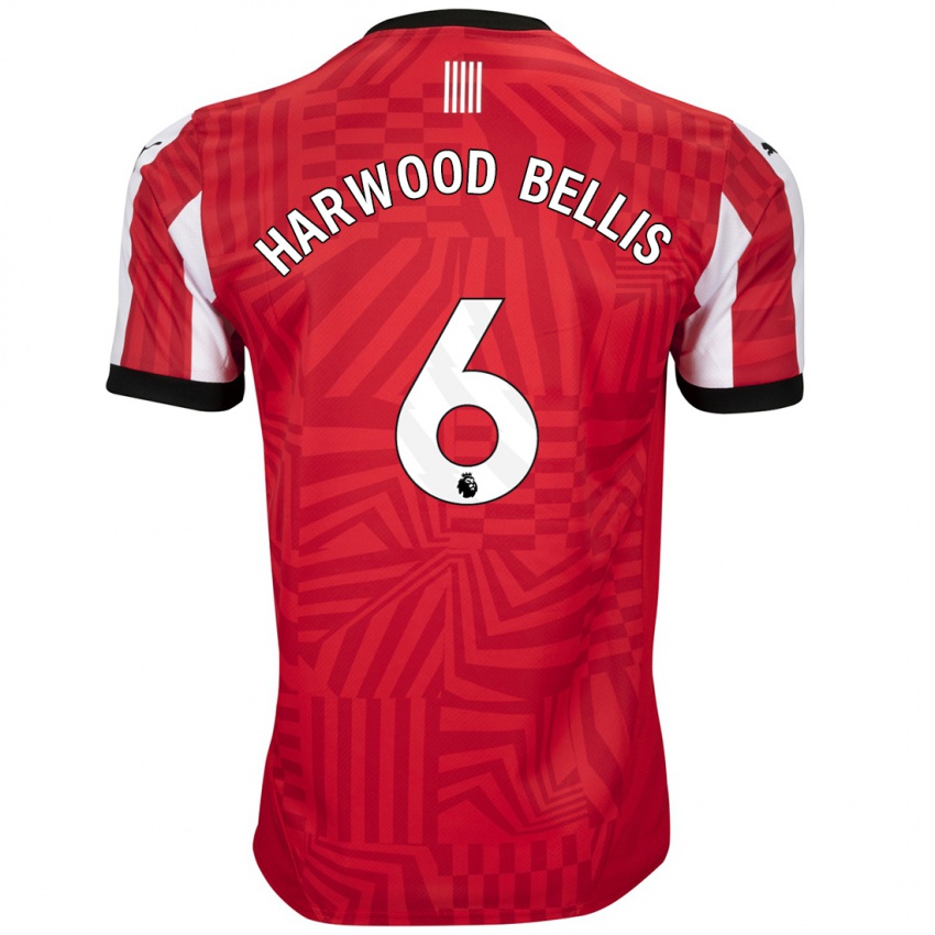 Niño Camiseta Taylor Harwood-Bellis #6 Rojo Blanco 1ª Equipación 2024/25 La Camisa Perú