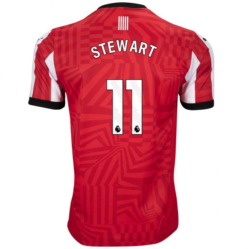 Niño Camiseta Ross Stewart #11 Rojo Blanco 1ª Equipación 2024/25 La Camisa Perú