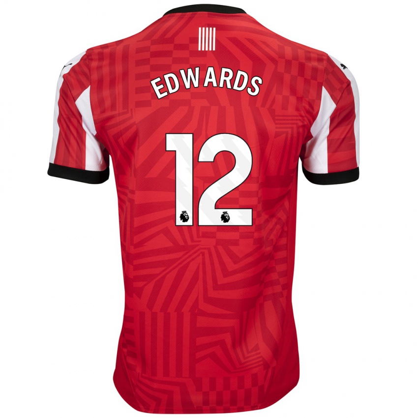 Niño Camiseta Ronnie Edwards #12 Rojo Blanco 1ª Equipación 2024/25 La Camisa Perú