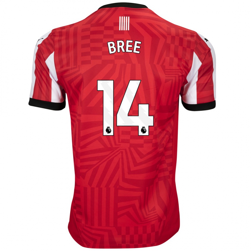 Niño Camiseta James Bree #14 Rojo Blanco 1ª Equipación 2024/25 La Camisa Perú