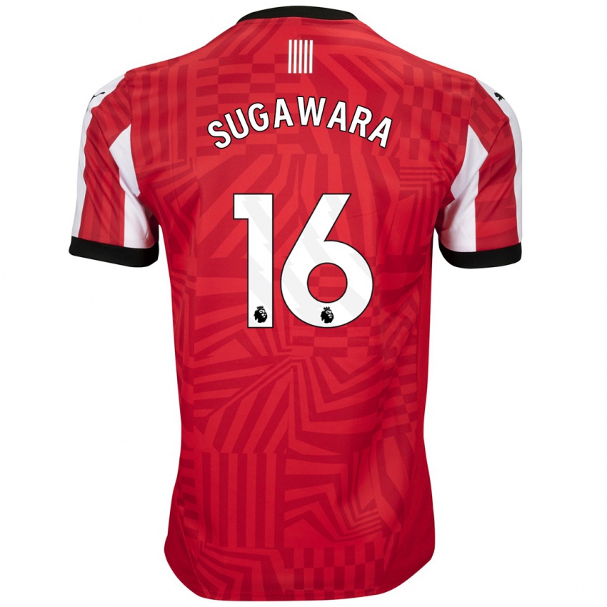 Niño Camiseta Yukinari Sugawara #16 Rojo Blanco 1ª Equipación 2024/25 La Camisa Perú