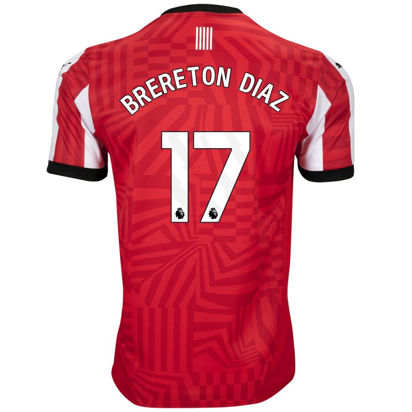 Niño Camiseta Ben Brereton Díaz #17 Rojo Blanco 1ª Equipación 2024/25 La Camisa Perú