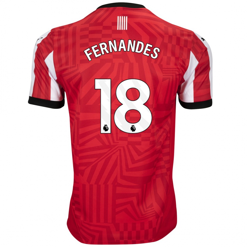 Niño Camiseta Mateus Fernandes #18 Rojo Blanco 1ª Equipación 2024/25 La Camisa Perú