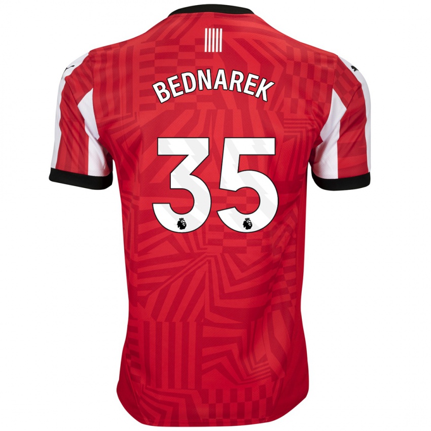 Niño Camiseta Jan Bednarek #35 Rojo Blanco 1ª Equipación 2024/25 La Camisa Perú