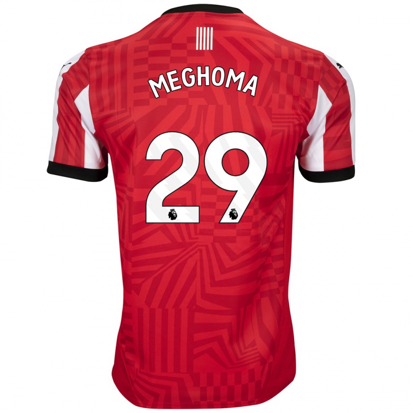 Niño Camiseta Jayden Meghoma #29 Rojo Blanco 1ª Equipación 2024/25 La Camisa Perú