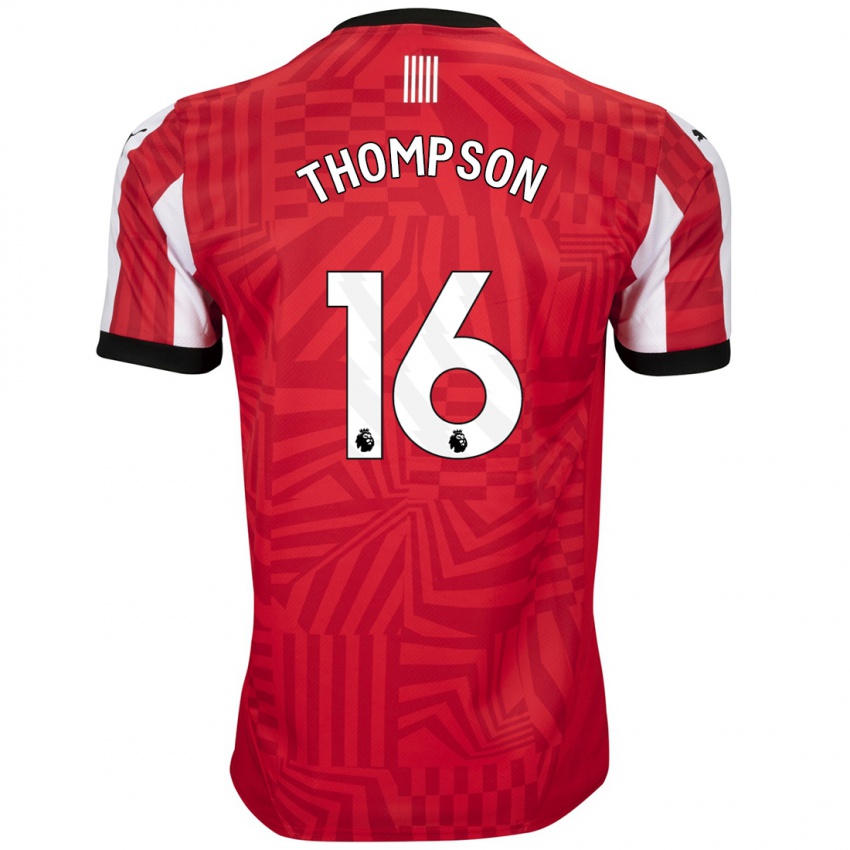 Niño Camiseta Emma Thompson #16 Rojo Blanco 1ª Equipación 2024/25 La Camisa Perú