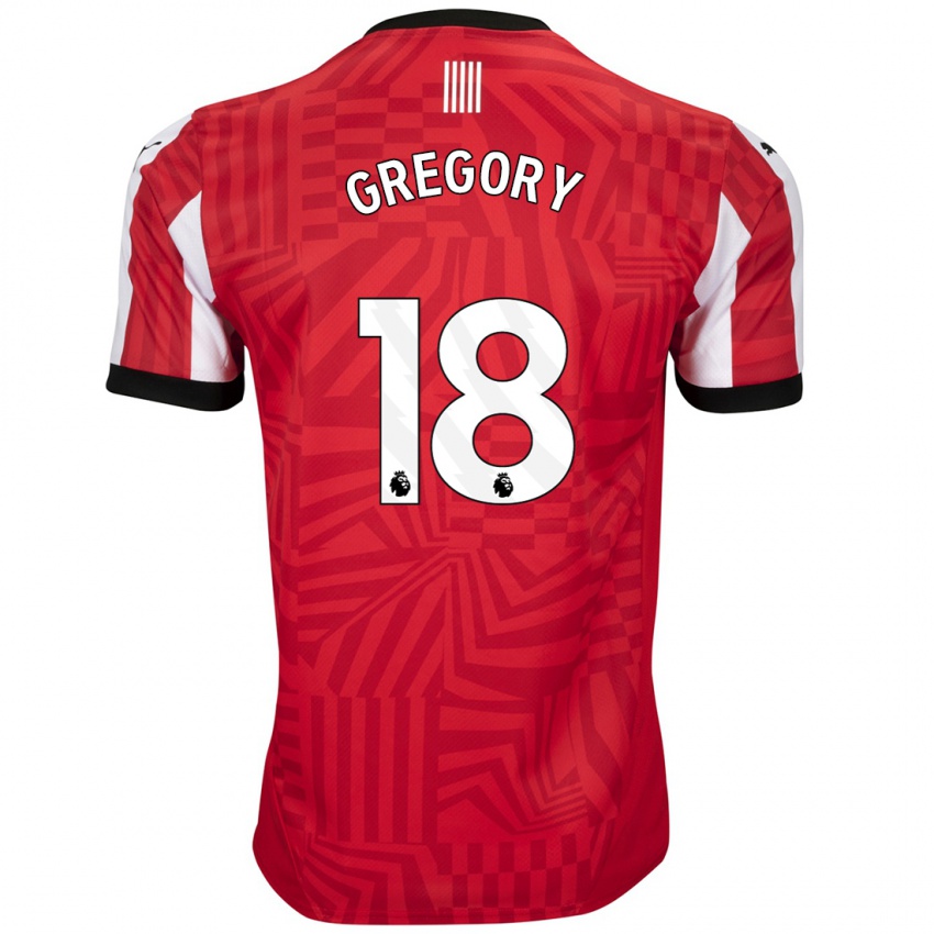 Niño Camiseta Freya Gregory #18 Rojo Blanco 1ª Equipación 2024/25 La Camisa Perú