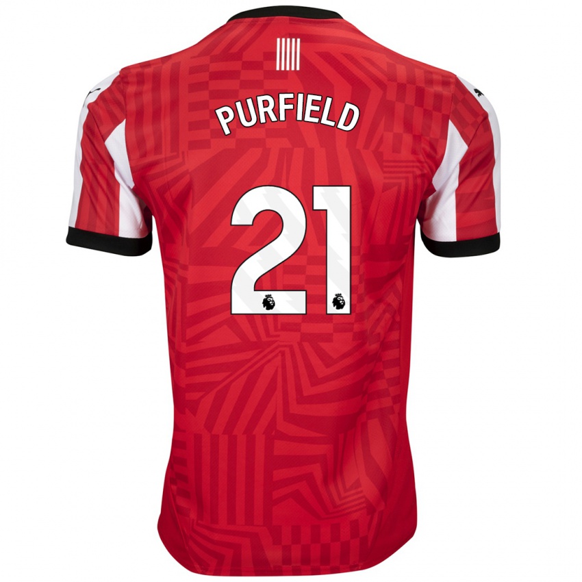 Niño Camiseta Jemma Purfield #21 Rojo Blanco 1ª Equipación 2024/25 La Camisa Perú