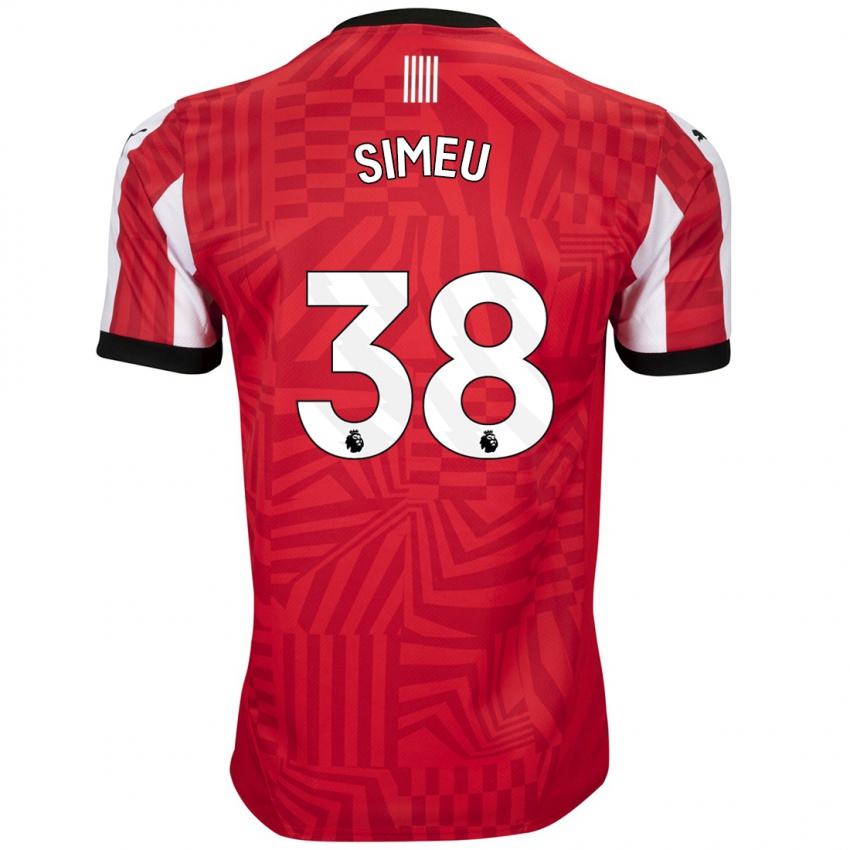 Niño Camiseta Dynel Simeu #38 Rojo Blanco 1ª Equipación 2024/25 La Camisa Perú