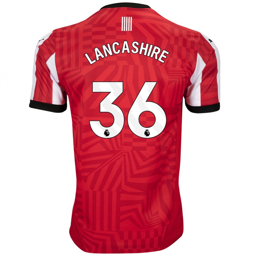 Niño Camiseta Olly Lancashire #36 Rojo Blanco 1ª Equipación 2024/25 La Camisa Perú