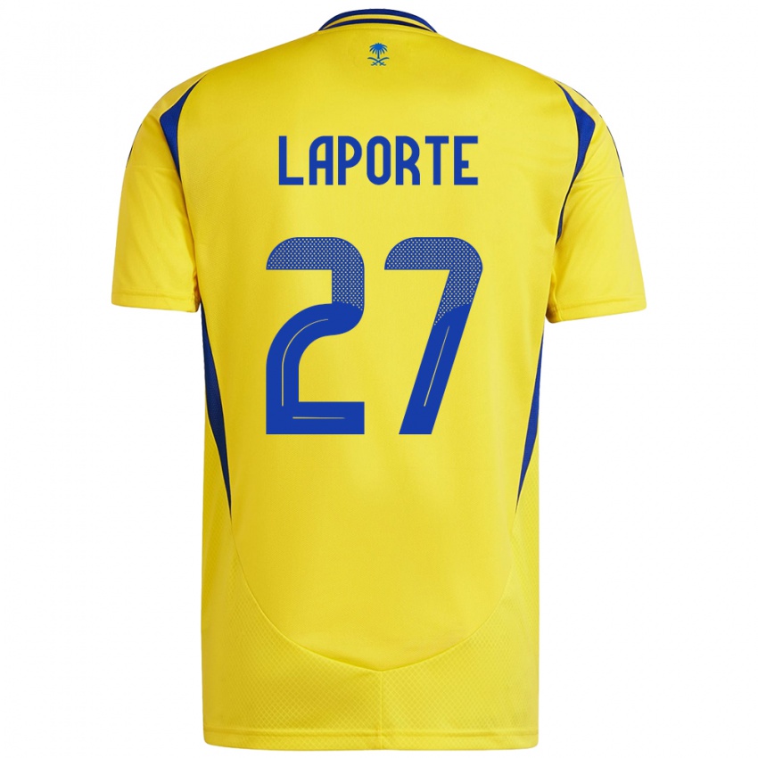 Niño Camiseta Aymeric Laporte #27 Amarillo Azul 1ª Equipación 2024/25 La Camisa Perú