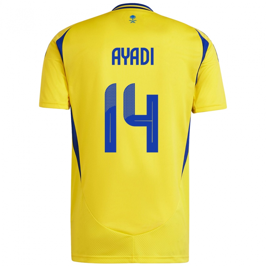 Niño Camiseta Ghada Ayadi #14 Amarillo Azul 1ª Equipación 2024/25 La Camisa Perú