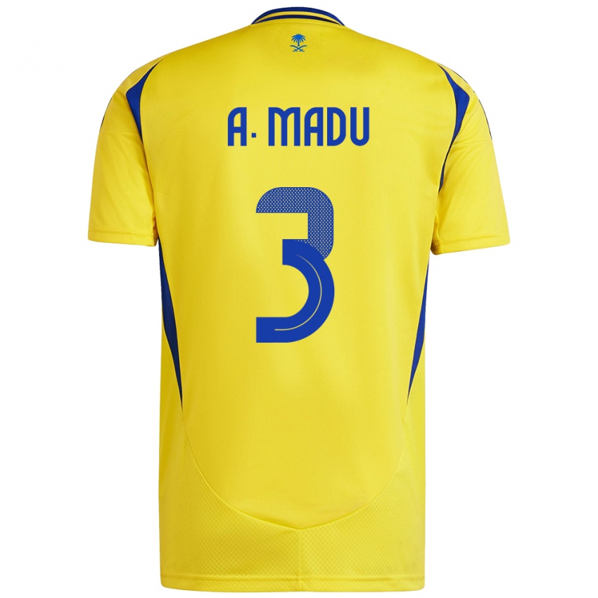 Niño Camiseta Abdullah Madu #3 Amarillo Azul 1ª Equipación 2024/25 La Camisa Perú