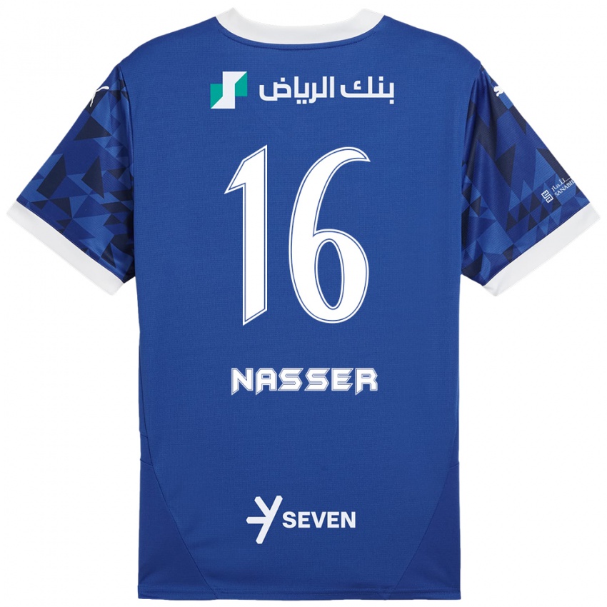 Niño Camiseta Nasser Al-Dawsari #16 Azul Oscuro Blanco 1ª Equipación 2024/25 La Camisa Perú