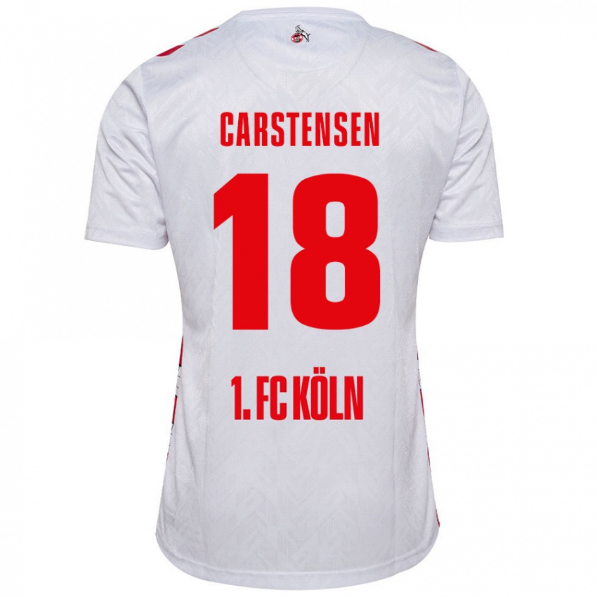 Niño Camiseta Rasmus Carstensen #18 Blanco Rojo 1ª Equipación 2024/25 La Camisa Perú