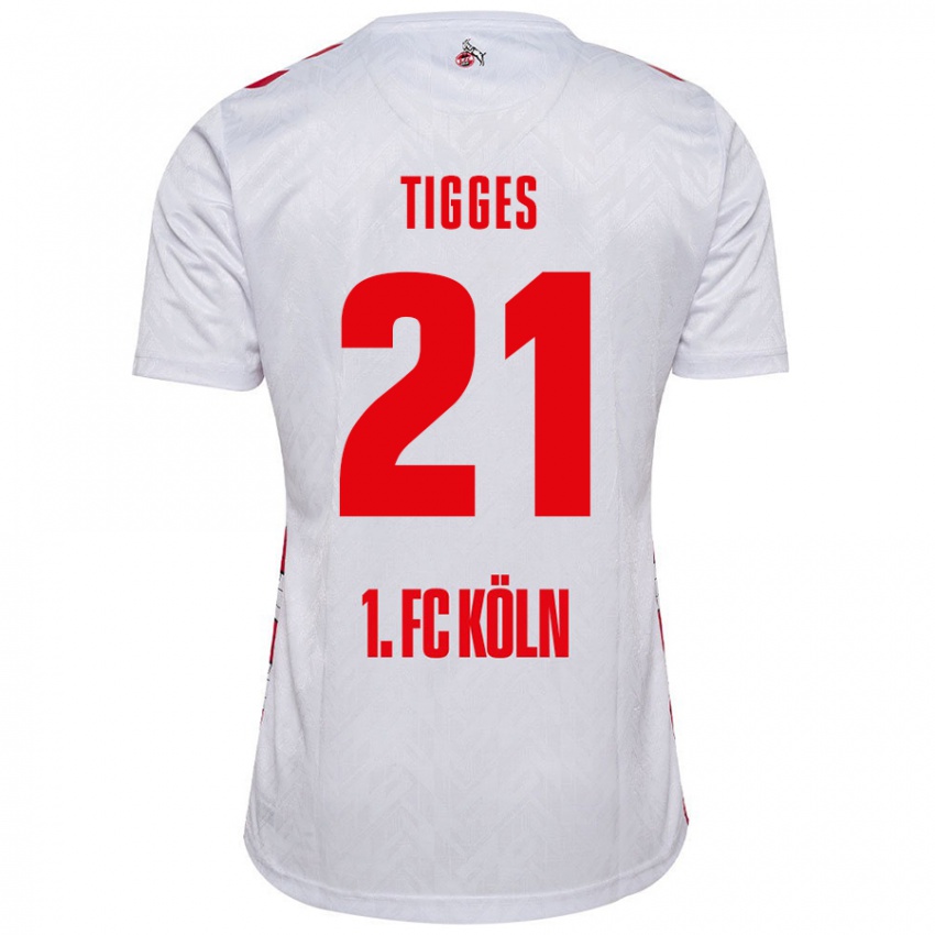 Niño Camiseta Steffen Tigges #21 Blanco Rojo 1ª Equipación 2024/25 La Camisa Perú