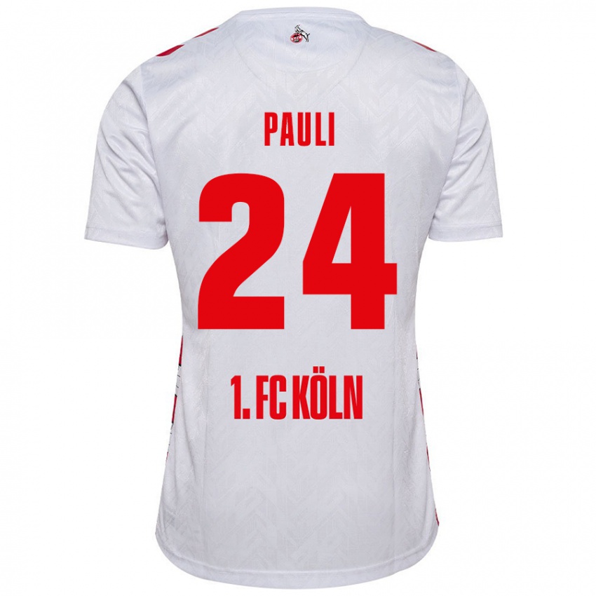 Niño Camiseta Julian Pauli #24 Blanco Rojo 1ª Equipación 2024/25 La Camisa Perú