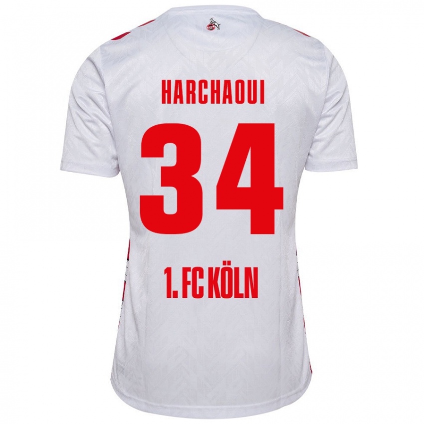 Niño Camiseta Fayssal Harchaoui #34 Blanco Rojo 1ª Equipación 2024/25 La Camisa Perú