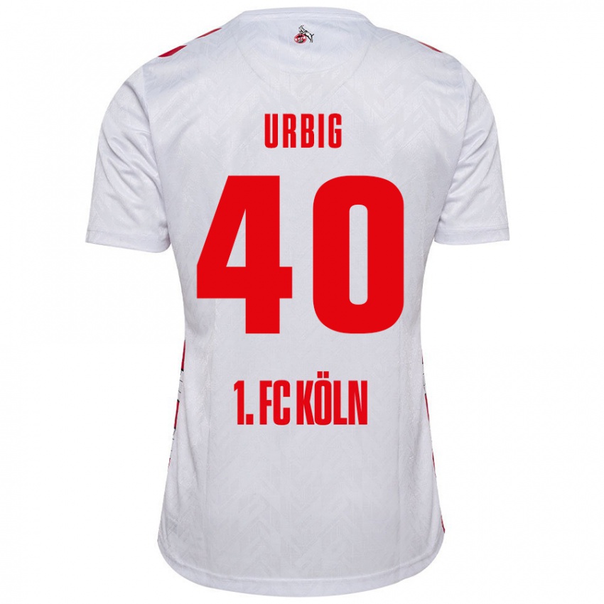 Niño Camiseta Jonas Urbig #40 Blanco Rojo 1ª Equipación 2024/25 La Camisa Perú