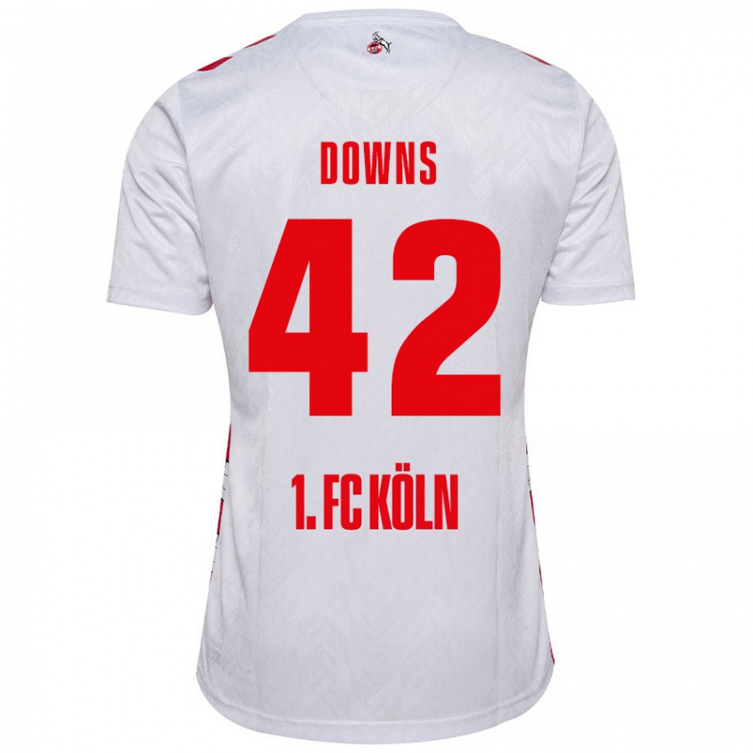 Niño Camiseta Damion Downs #42 Blanco Rojo 1ª Equipación 2024/25 La Camisa Perú