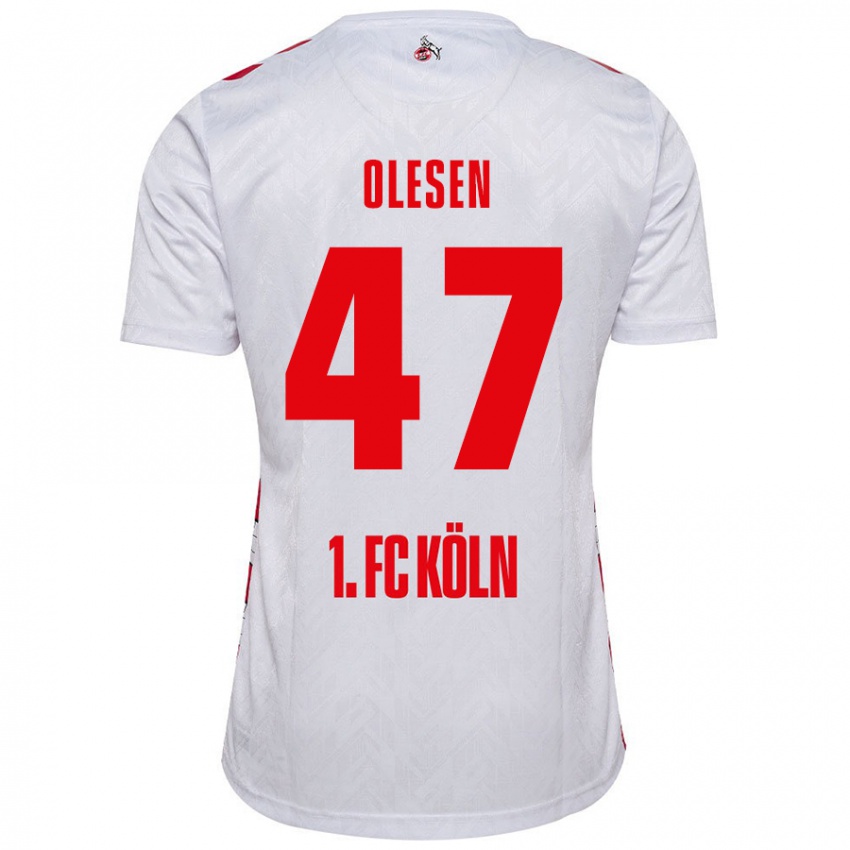 Niño Camiseta Mathias Olesen #47 Blanco Rojo 1ª Equipación 2024/25 La Camisa Perú