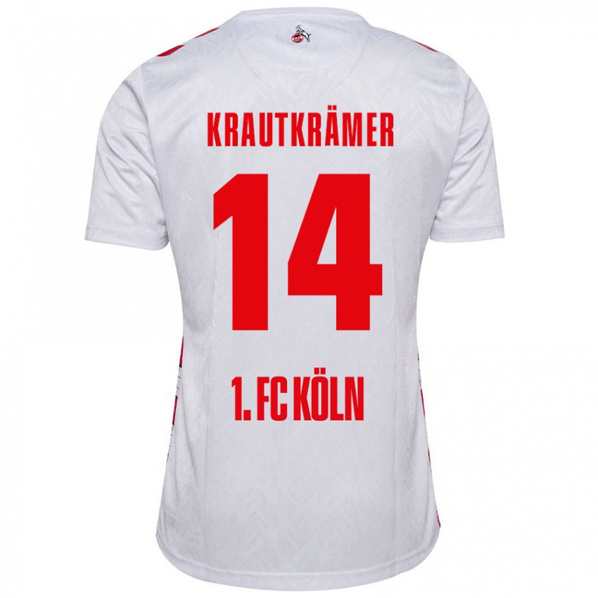 Niño Camiseta Jakob Krautkrämer #14 Blanco Rojo 1ª Equipación 2024/25 La Camisa Perú