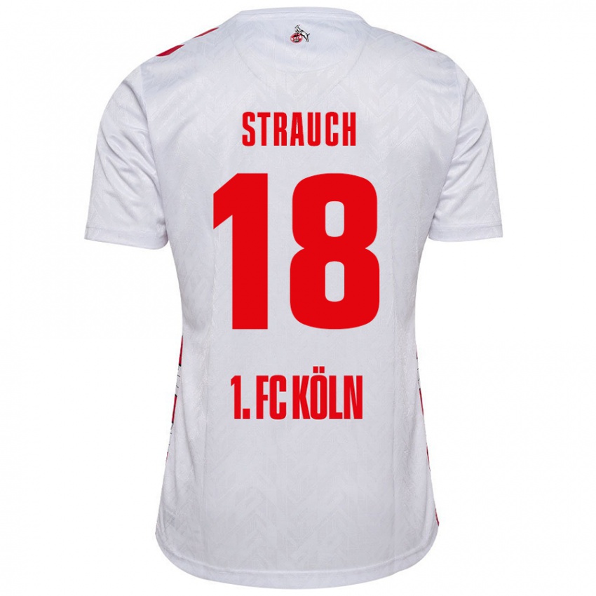 Niño Camiseta Georg Strauch #18 Blanco Rojo 1ª Equipación 2024/25 La Camisa Perú