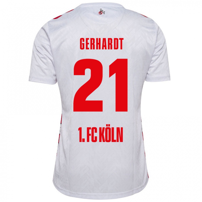 Niño Camiseta Anna Gerhardt #21 Blanco Rojo 1ª Equipación 2024/25 La Camisa Perú