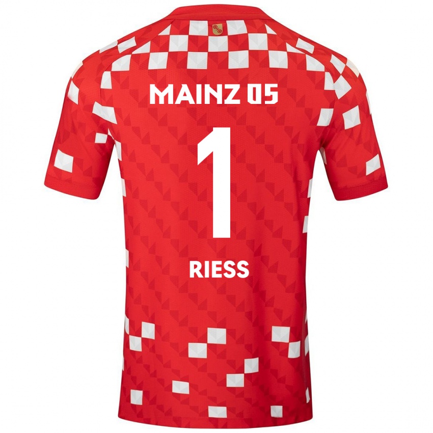 Niño Camiseta Lasse Rieß #1 Blanco Rojo 1ª Equipación 2024/25 La Camisa Perú