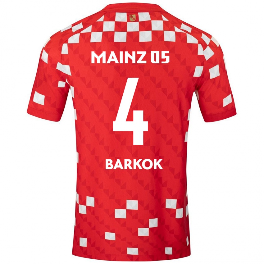 Niño Camiseta Aymen Barkok #4 Blanco Rojo 1ª Equipación 2024/25 La Camisa Perú