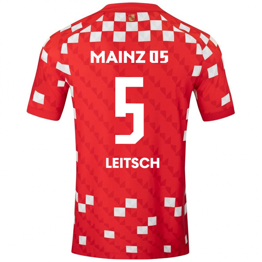 Niño Camiseta Maxim Leitsch #5 Blanco Rojo 1ª Equipación 2024/25 La Camisa Perú