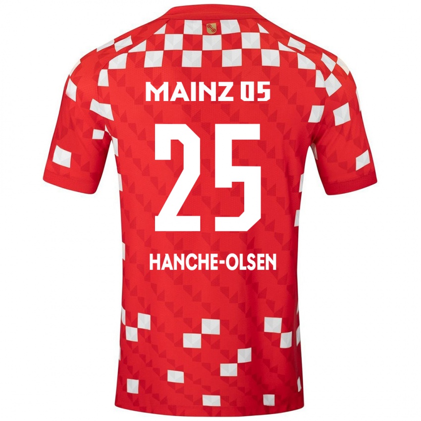 Niño Camiseta Andreas Hanche-Olsen #25 Blanco Rojo 1ª Equipación 2024/25 La Camisa Perú