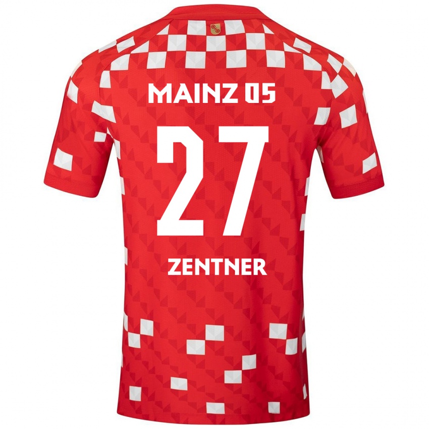 Niño Camiseta Robin Zentner #27 Blanco Rojo 1ª Equipación 2024/25 La Camisa Perú