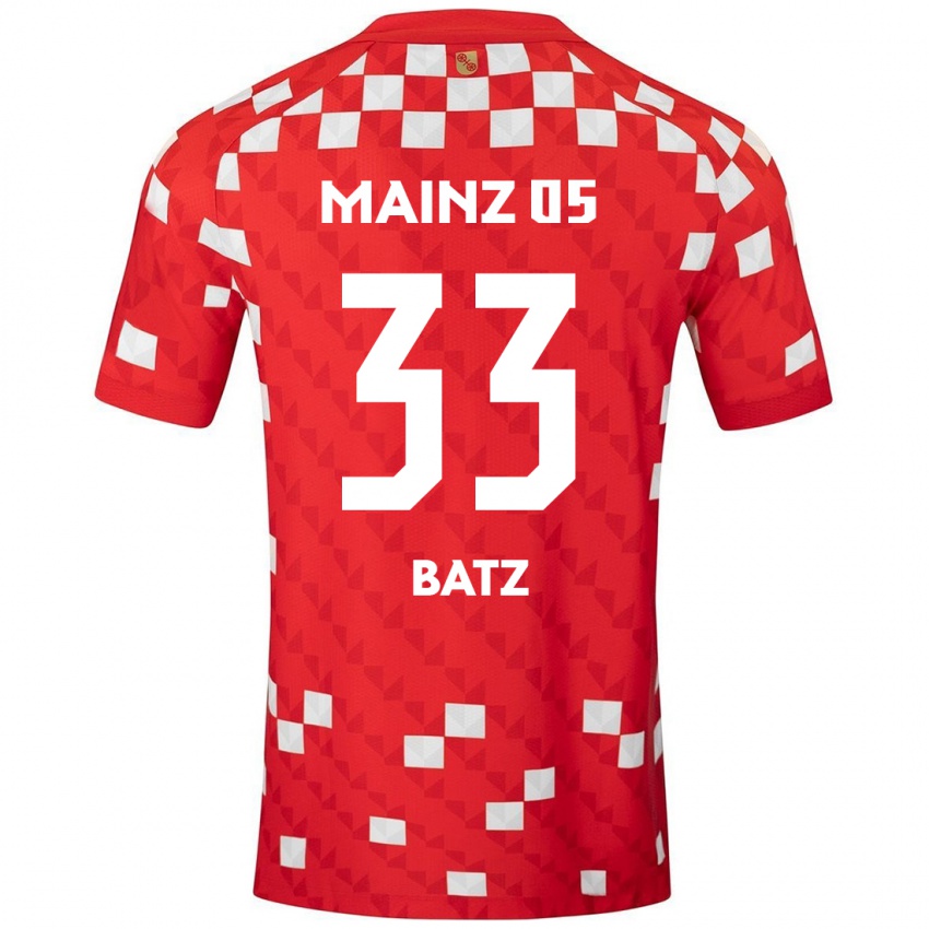 Niño Camiseta Daniel Batz #33 Blanco Rojo 1ª Equipación 2024/25 La Camisa Perú