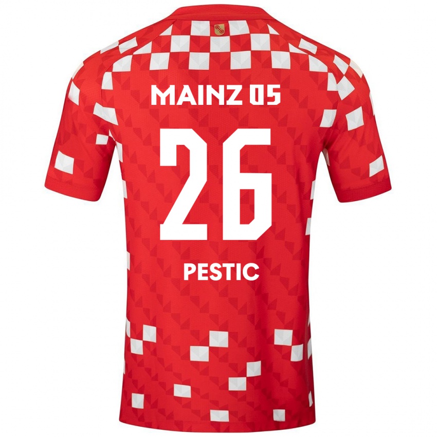 Niño Camiseta Dominik Pestic #26 Blanco Rojo 1ª Equipación 2024/25 La Camisa Perú