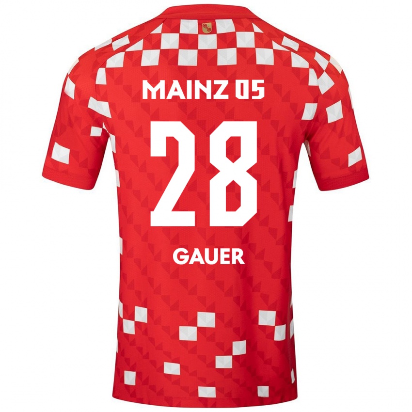 Niño Camiseta Luke Gauer #28 Blanco Rojo 1ª Equipación 2024/25 La Camisa Perú