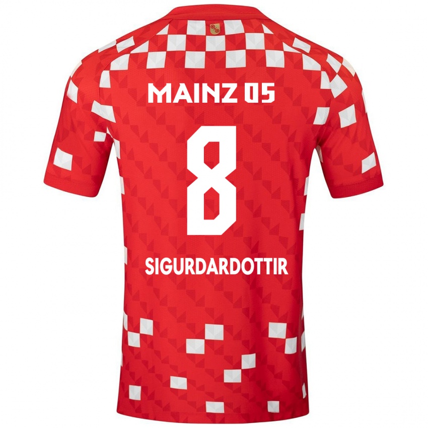 Niño Camiseta Heiðrún Sigurðardóttir #8 Blanco Rojo 1ª Equipación 2024/25 La Camisa Perú