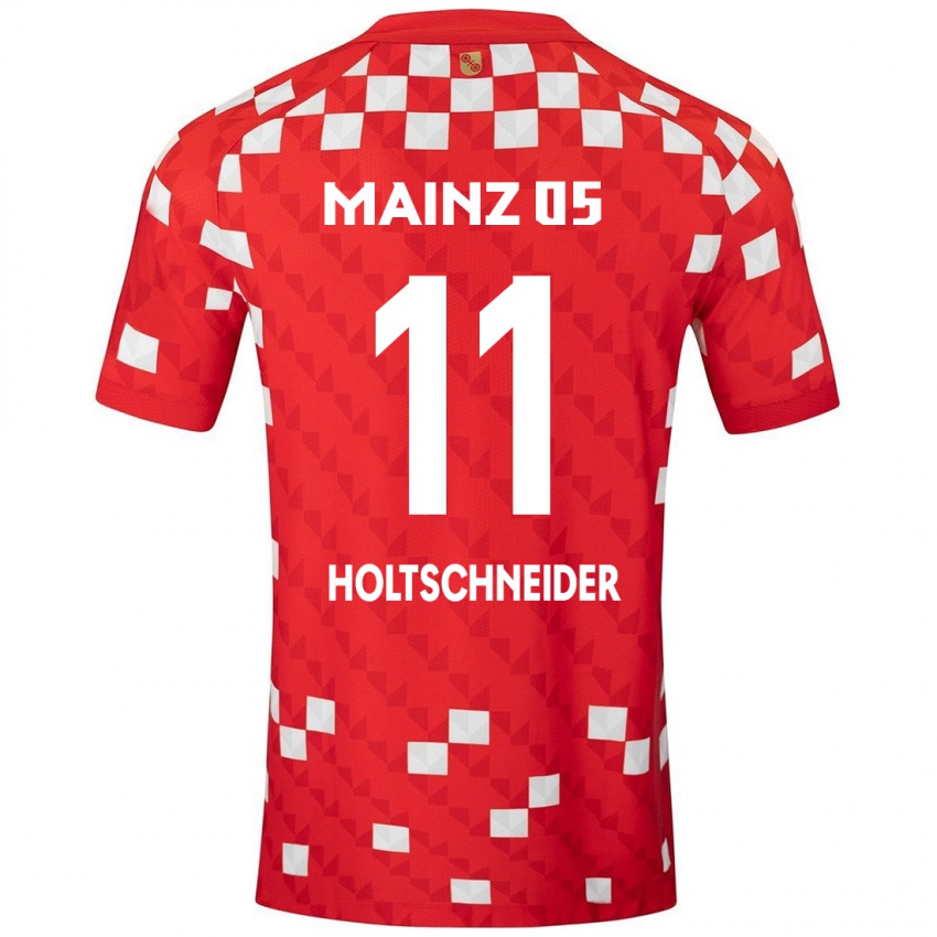 Niño Camiseta Hannah Holtschneider #11 Blanco Rojo 1ª Equipación 2024/25 La Camisa Perú