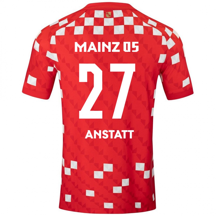 Niño Camiseta Nadine Anstatt #27 Blanco Rojo 1ª Equipación 2024/25 La Camisa Perú